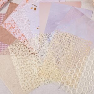15Pcs Scrapbook Textured Paper for Journaling Junk Journal Card Making DIY Project Paper Art Craft Supplies, Handmade Special Mix Material, 4.7×6.7 inch (Beige)