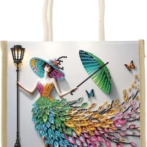 DIY Diomand Art Tote Bags Kits,Diamond Painting Canvas Tote Bags for Adults, Portable Book Storage, Reusable Grocery Hand Storage Reusable Grocery Bag Canvas Gift Bags for DIY