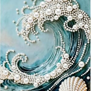 5D Diamond Art Pearl Painting Kits for Adults,Special Shape Diamond Art Kits for Wave, DIY 3D Plastic Pearl Painting Kit for Home Wall Decoration 12 × 16 inch