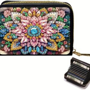 DIY Diamond Painting Kit Card Bag Flower Pattern Compact Portable Card Holder Multi Card Position Mini Wallet Bank Card Coin Storage Bag Personalised Creative Handmade Gift