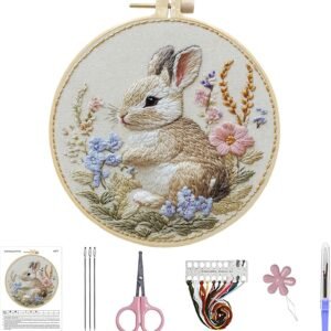 DIY Hand Embroidery Painting Kit with 3D Colorful Bunny Pattern, Beginner-Friendly, Creative Design Decorative-Bunny-1